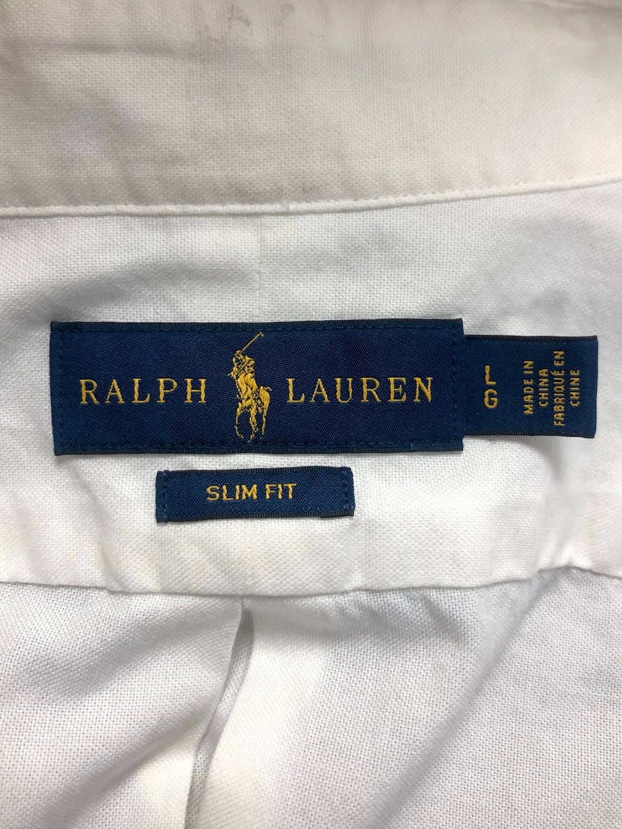Camisa Polo Ralph Lauren 🏇🏼 color blanco con diseño de rayas en color azul y celeste Talla L Entalle Slim Fit