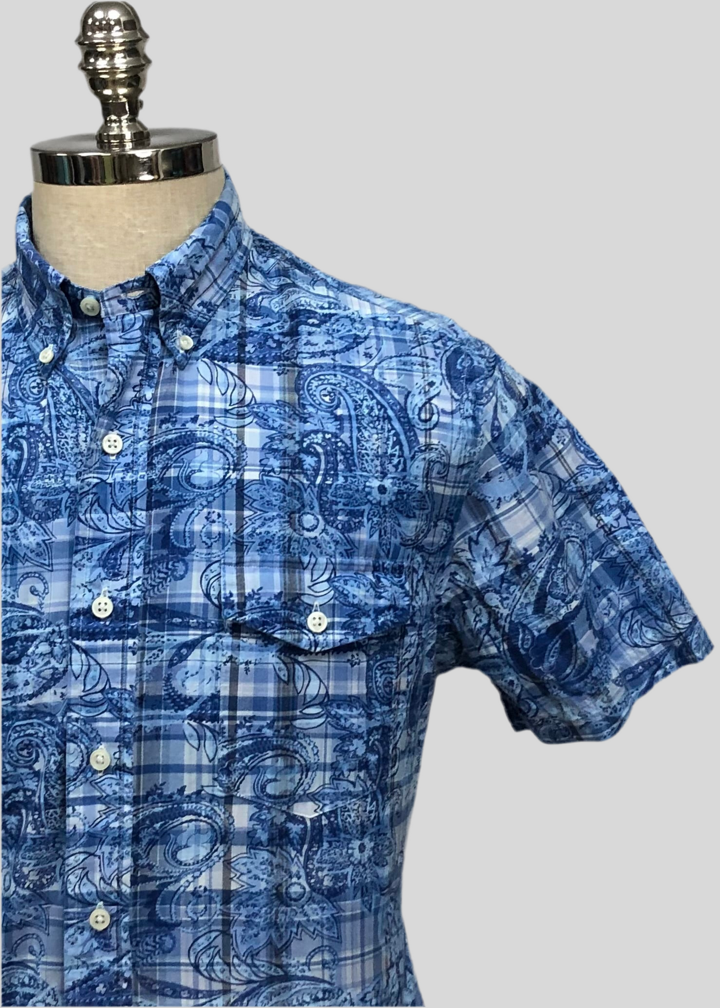 Camisa de botones Polo Ralph Lauren 🏇🏼 color azul indigo y blanco con diseño floral Talla M Entalle Regular