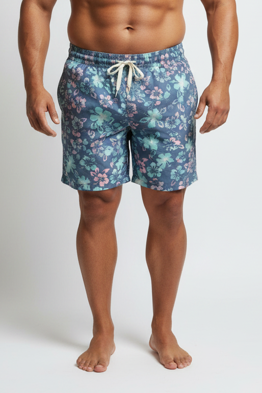Short de baño Chubbies 🇺🇸 Color azul grisáceo con flores en turquesa y rosado talla XL