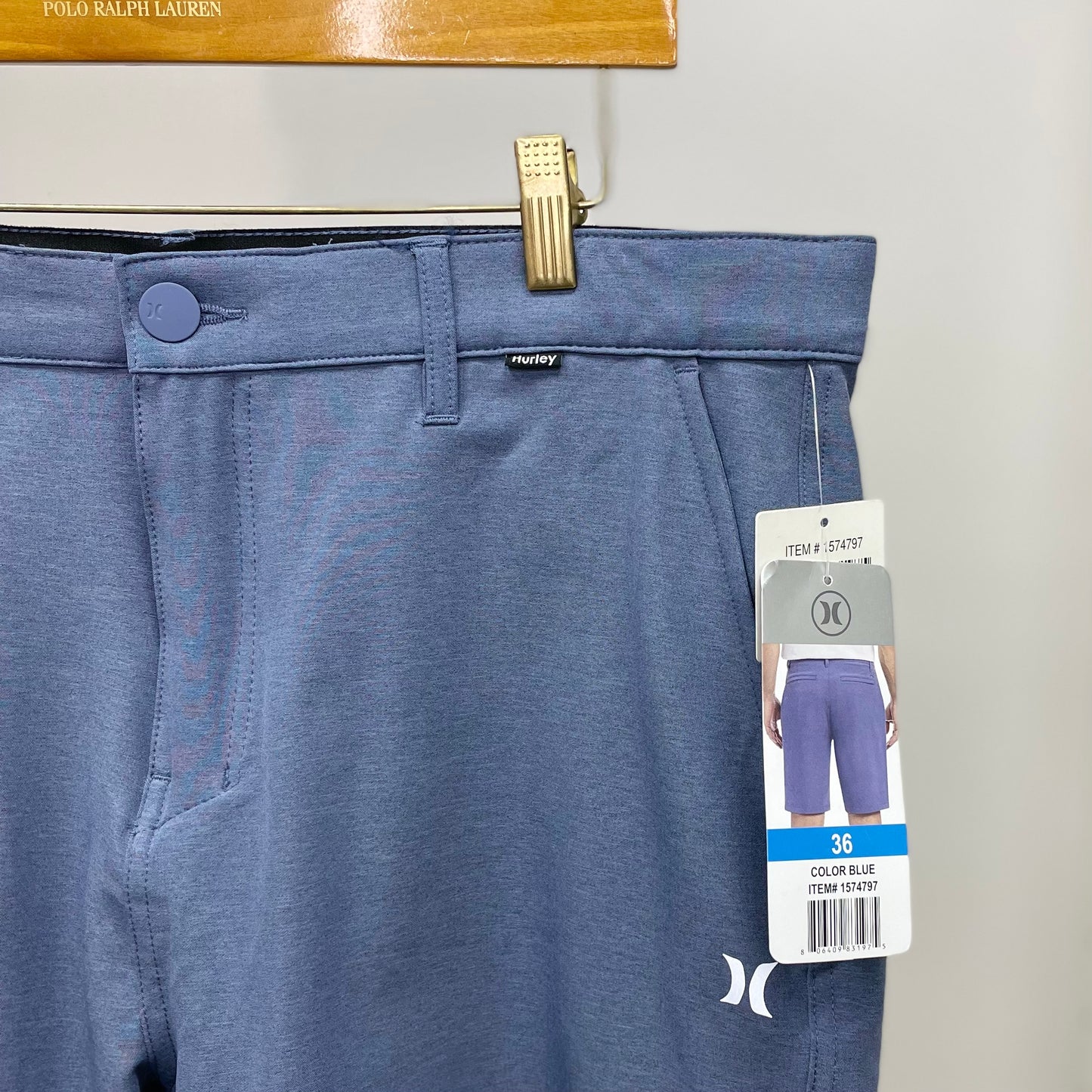 Short Híbrido Hurley 🏄🏽‍♂️ Tela performance color Azul grisáceo talla 36