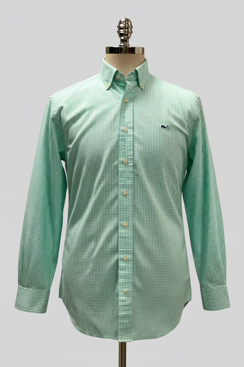 Camisa Vineyard Vines 🐳 Color blanco de cuadros en color turquesa Talla M Entalle Clásico