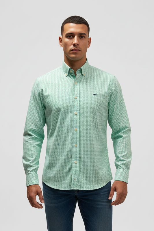 Camisa Vineyard Vines 🐳 Color blanco de cuadros en color turquesa Talla M Entalle Clásico