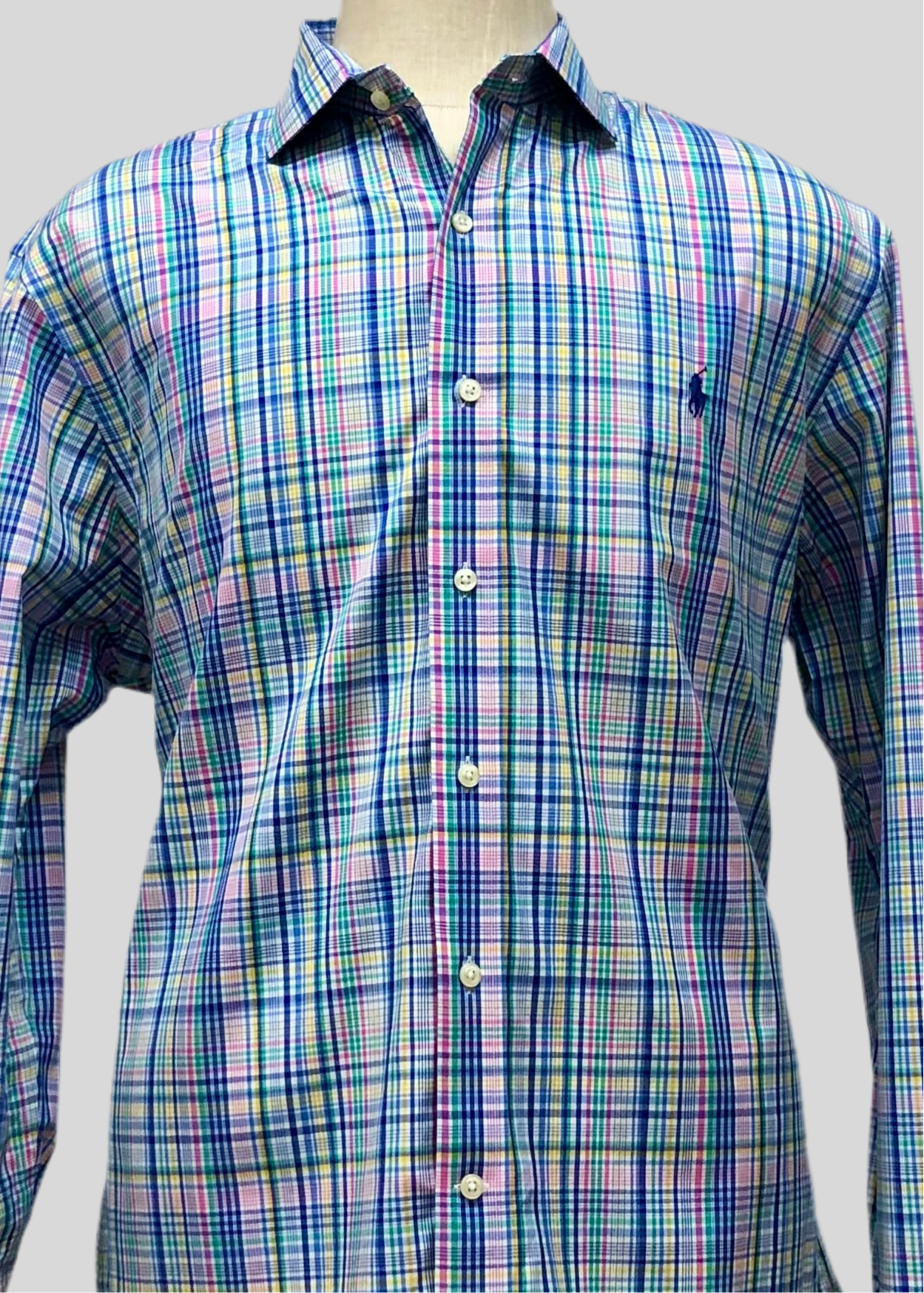Camisa Polo Ralph Lauren 🏇🏼 con patron de cuadros tartan multicolor Talla XL Entalle Slim Fit