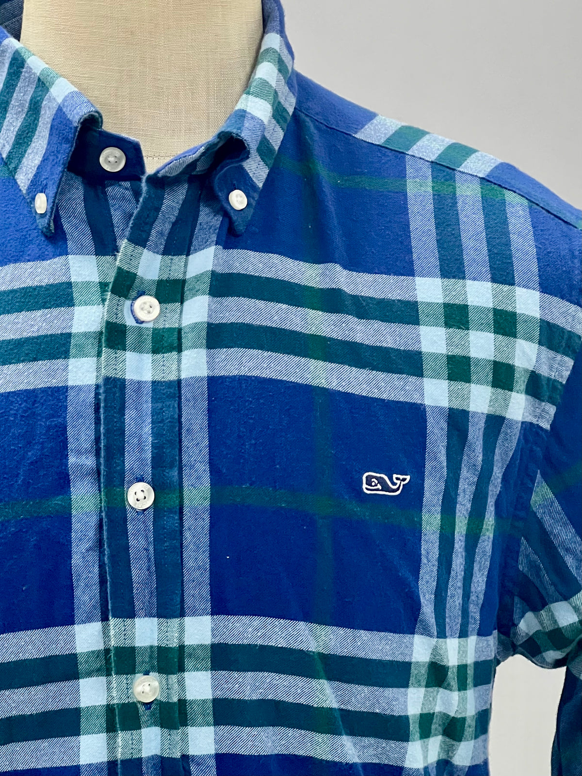 Camisa de botones Vineyard Vines 🐳 de cuadros en color azul, verde y blanco Talla L Entalle Slim Fit