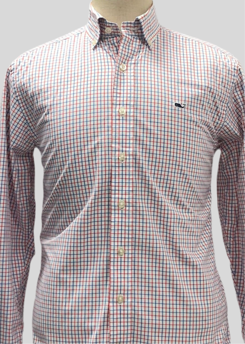 Camisa de botones Vineyard Vines 🐳 color blanco de cuadros en color azul y rojo Talla S Entalle Regular (ver descripción)