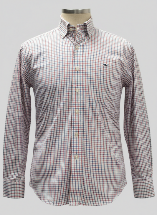 Camisa de botones Vineyard Vines 🐳 color blanco de cuadros en color azul y rojo Talla S Entalle Regular (ver descripción)