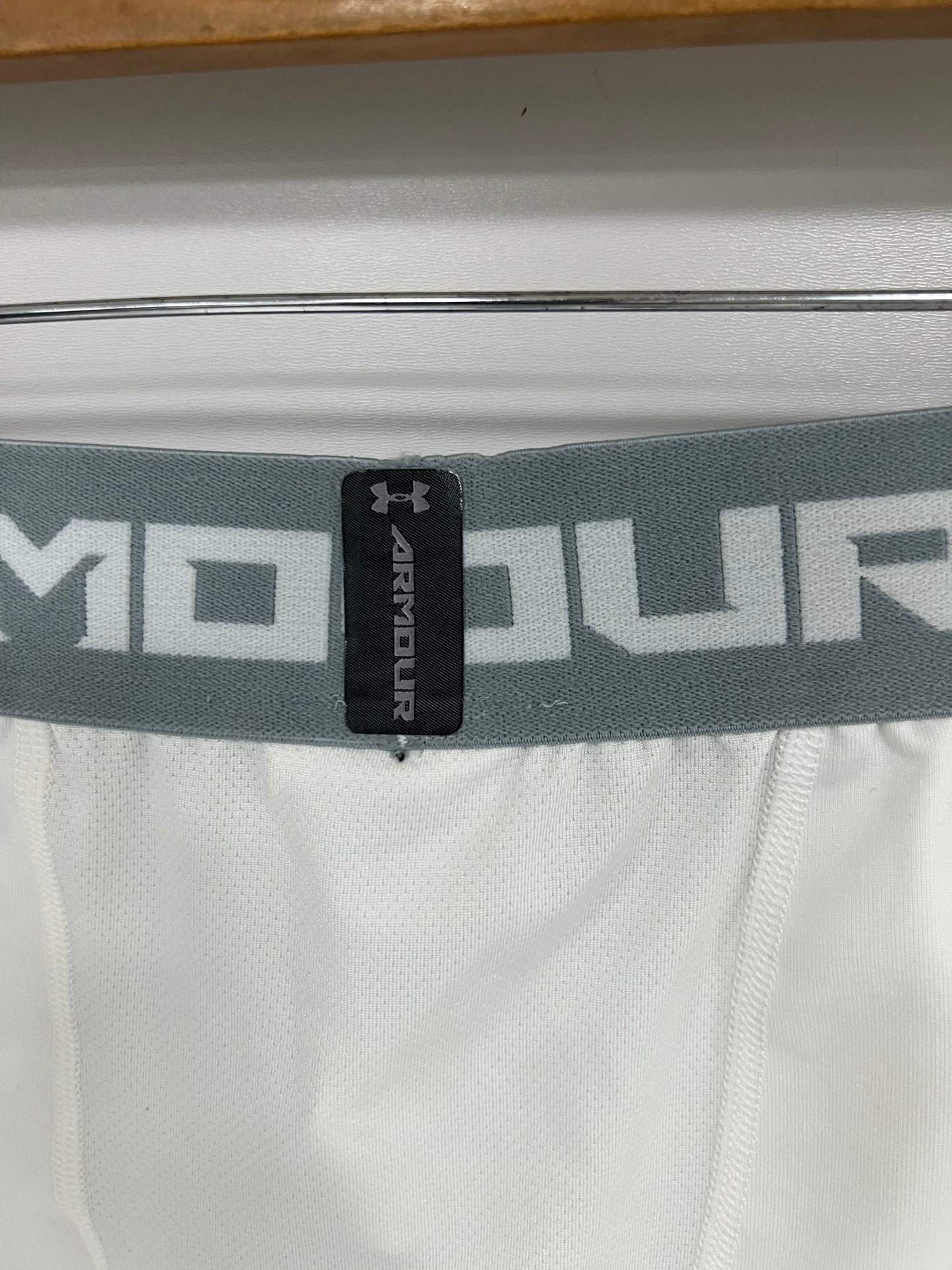 Mallas de entrenamiento Under Armour 🏋🏽 Pro Dri-FIT para hombre en Color blanco y cintura gris Talla XXL
