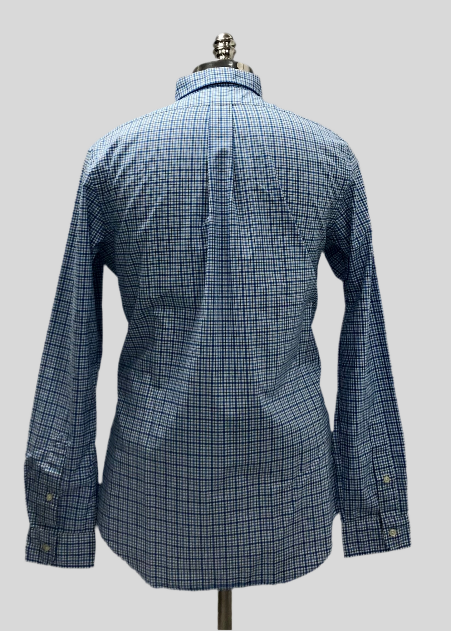 Camisa Polo Ralph Lauren 🏇🏼 color blanco con patron de cuadros en celeste y azul navy Talla M Entalle Regular