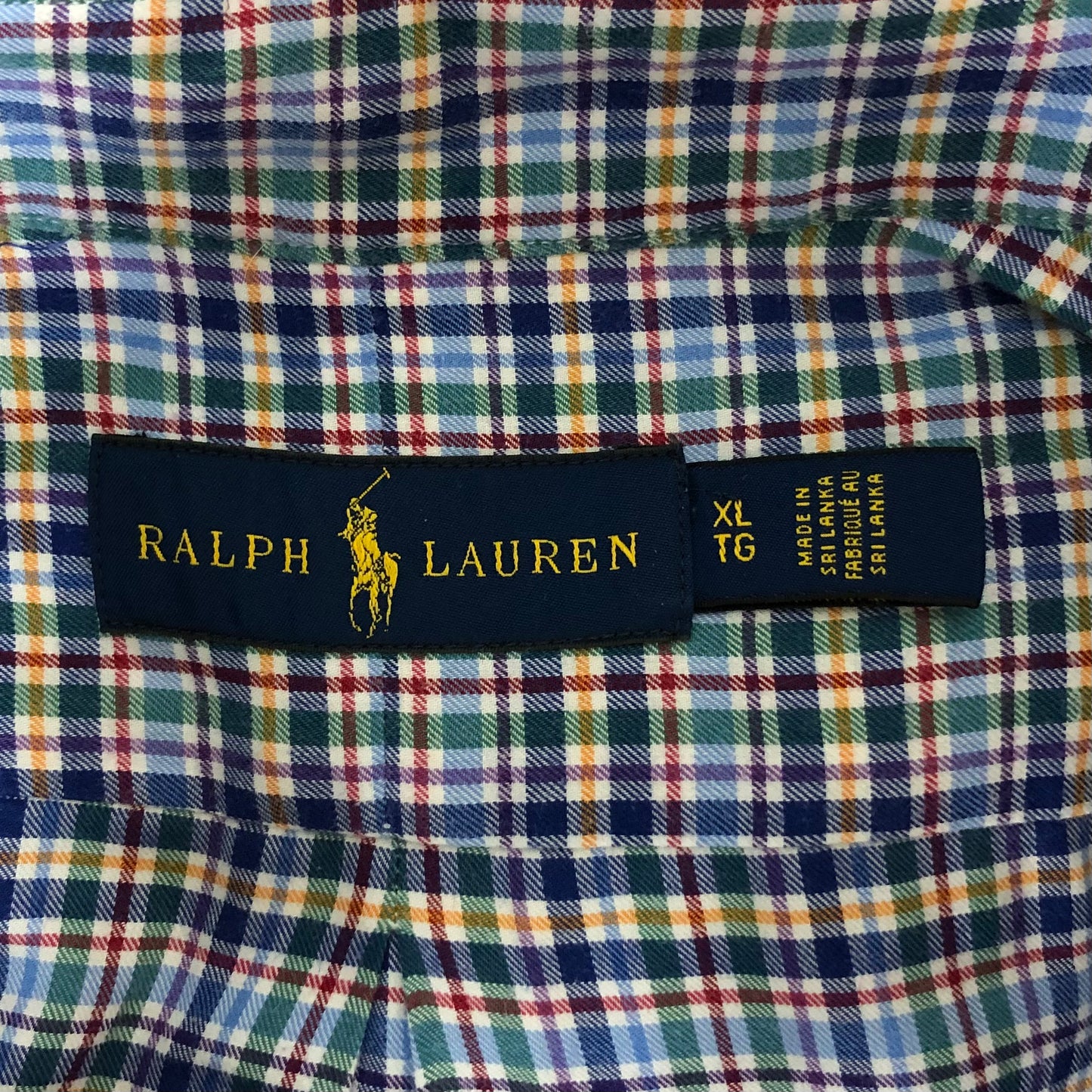 Camisa Polo Ralph Lauren 🏇🏼 con patrón de cuadros multicolor Talla XL Entalle Regular