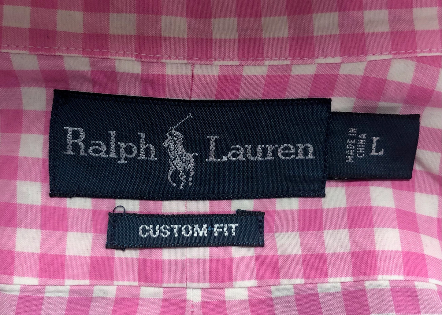 Camisa Polo Ralph Lauren 🏇🏼 de cuadros gingham rosado y blanco Talla L Entalle Custom Fit