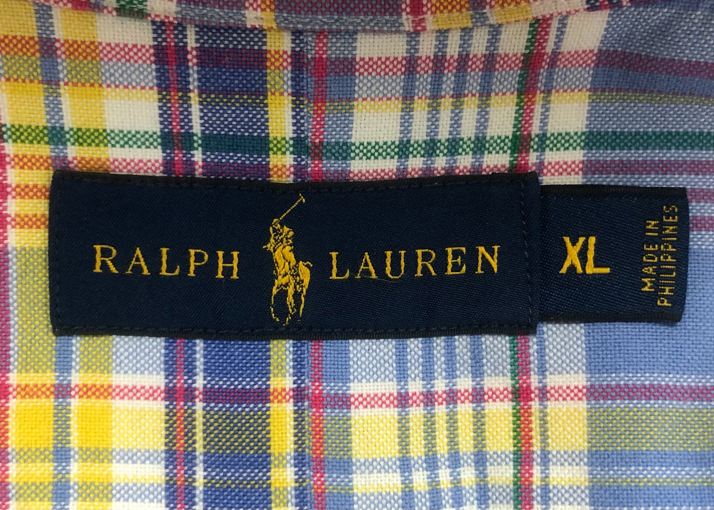 Camisa Polo Ralph Lauren 🏇🏼 de cuadros tartan en color azul, celeste y amarillo Talla XL Entalle Regular