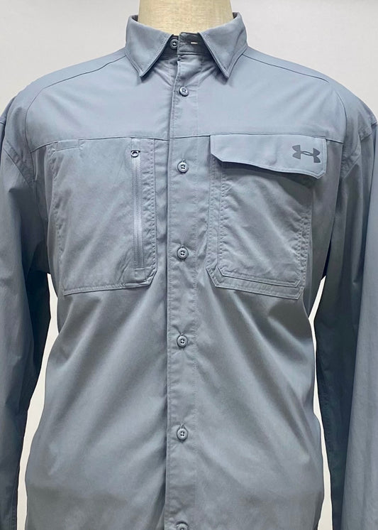 Camisa Under Armour 🏋🏽 color gris oscuro Manga larga Talla L Entalle Regular