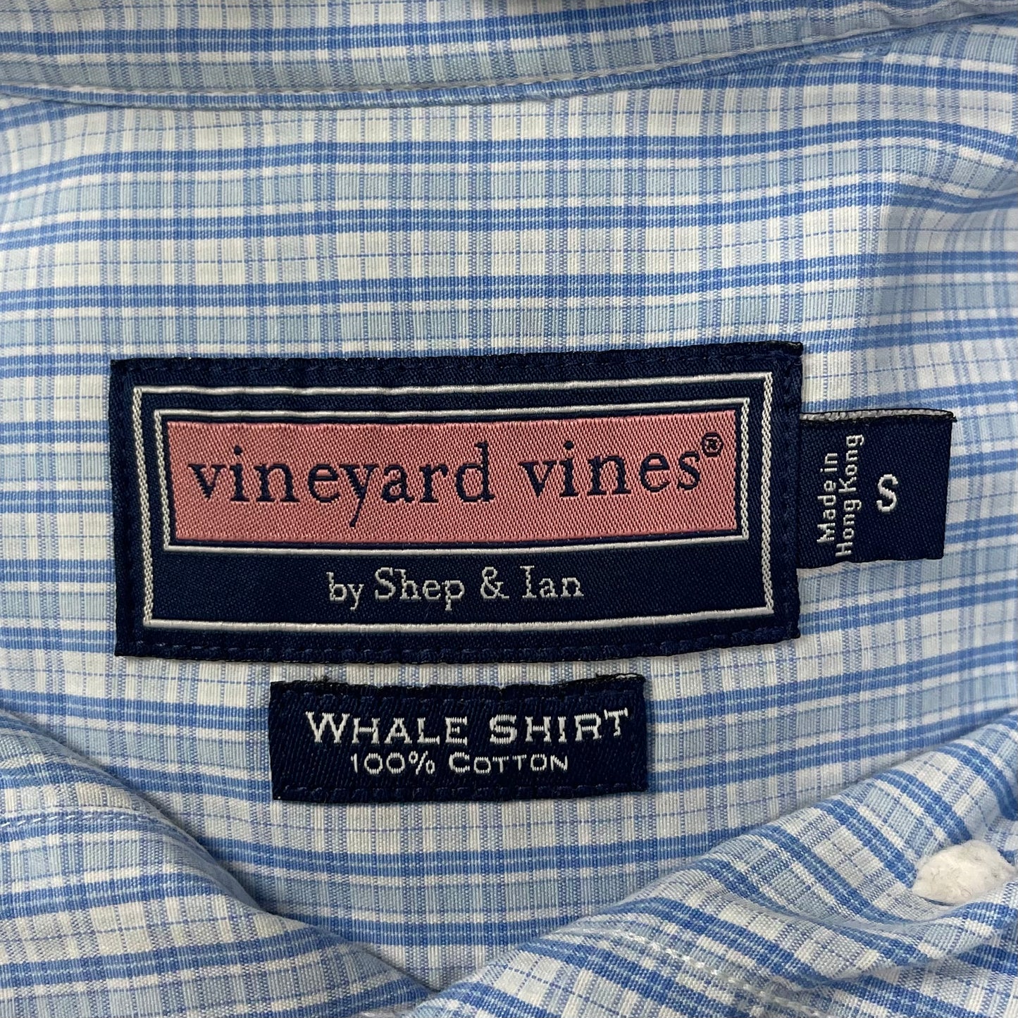 Camisa Vineyard Vines 🐳 con patron cuadros en color celeste y blanco Talla S Entalle Regular