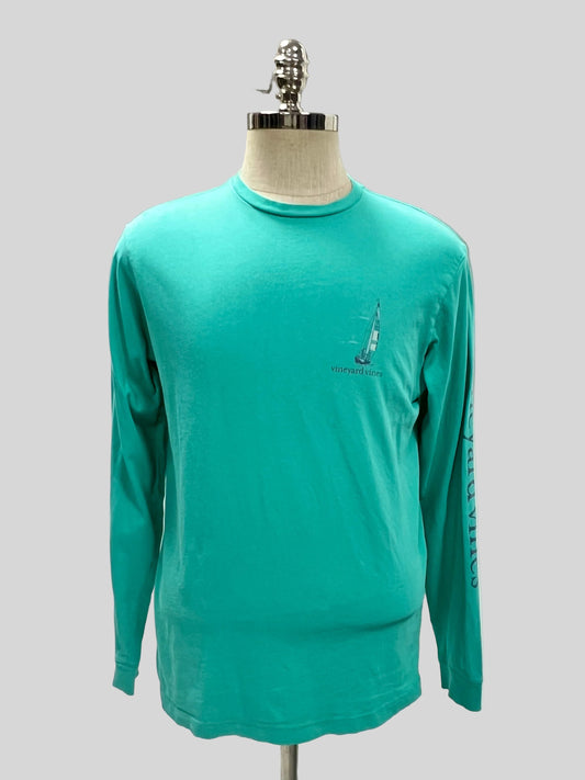 Camiseta cuello redondo Vineyard Vines 🐳 color turquesa con logo de velero Talla M (ver descripción)