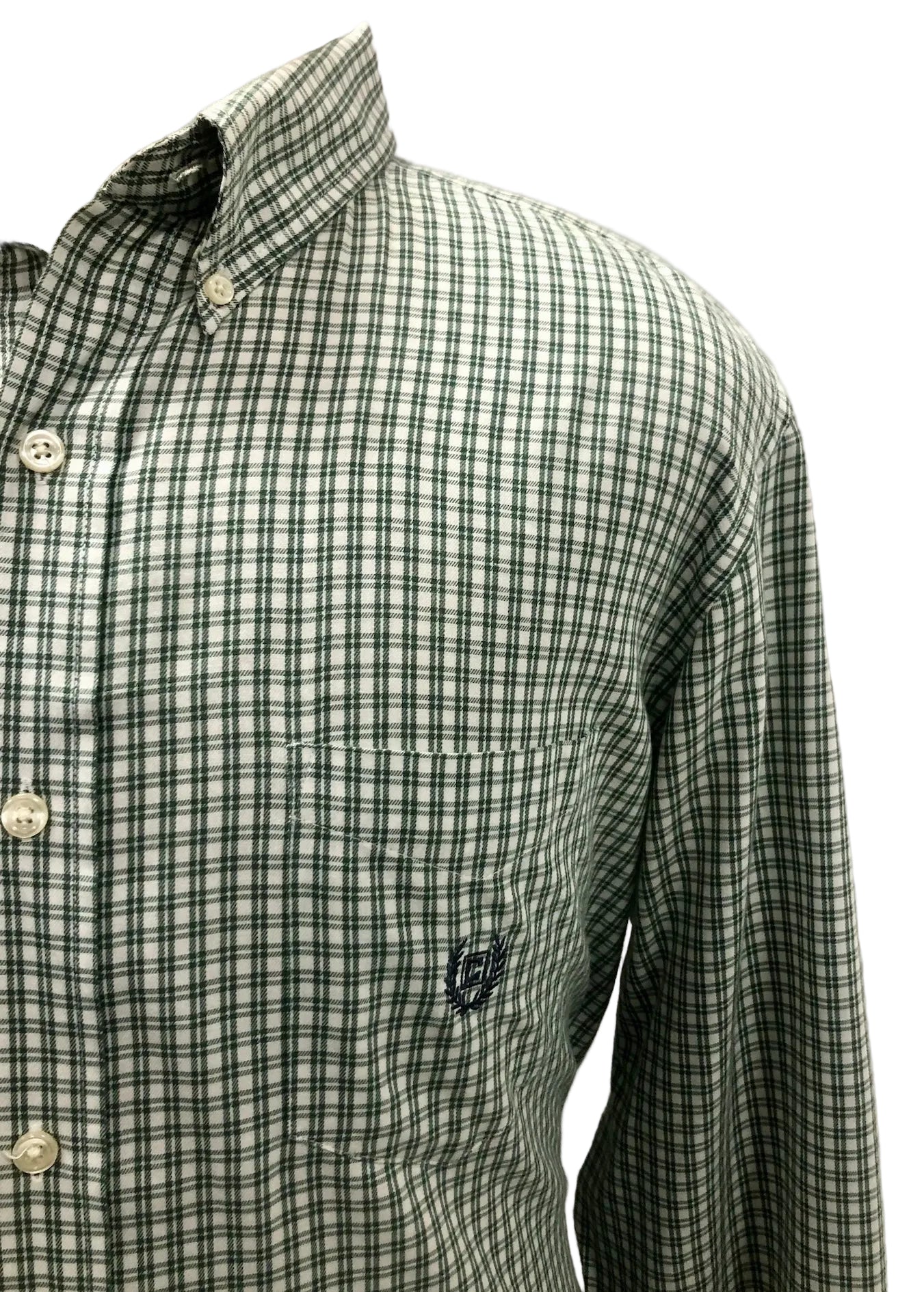 Camisa de botones Chaps 🛡️ color blanco de cuadros en verde Talla XL Entalle Regular