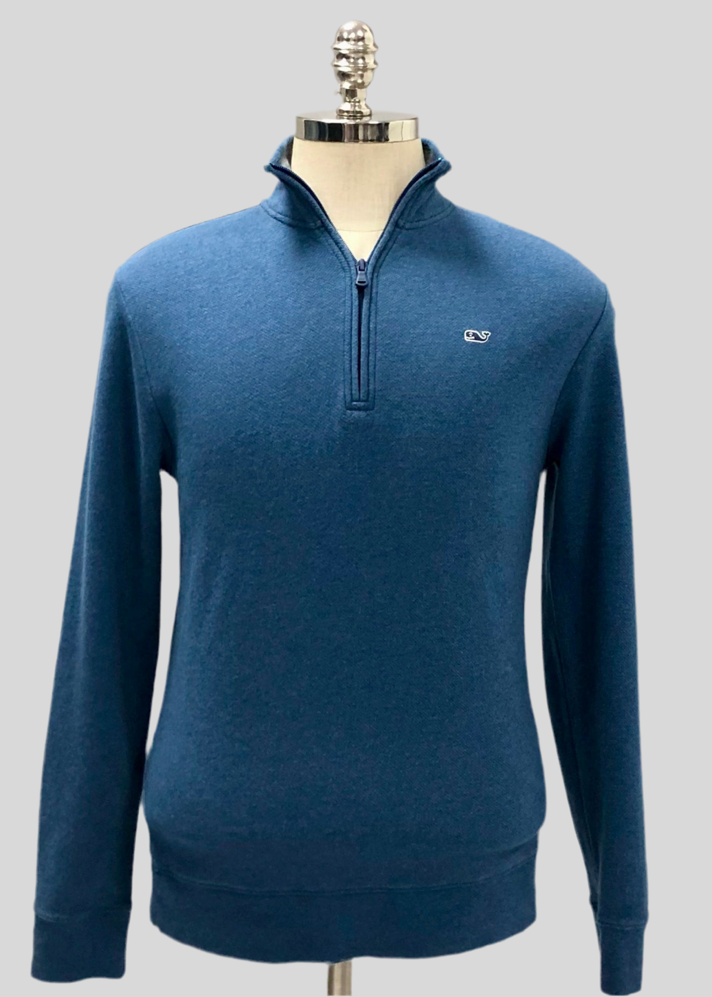 Sueter Jersey Vineyard Vines 🐳 color azul grisáceo Tela algodón Pima Talla S