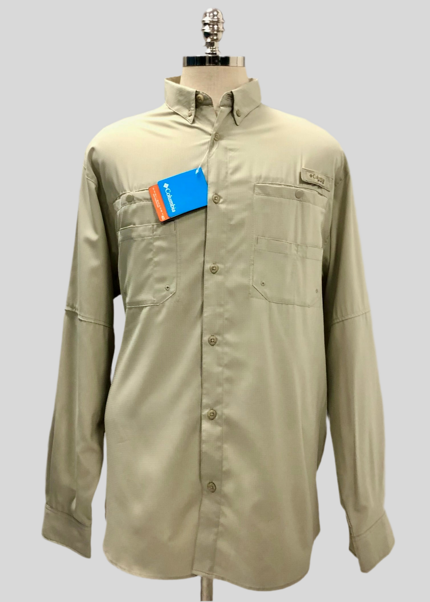 Camisa Columbia 🔹color Kaki con Omni Shade Manga larga Talla L