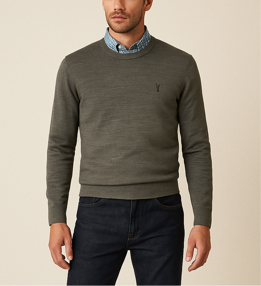 Sueter Jersey con cuello redondo Allsaints 🦌 color verde oliva Talla M