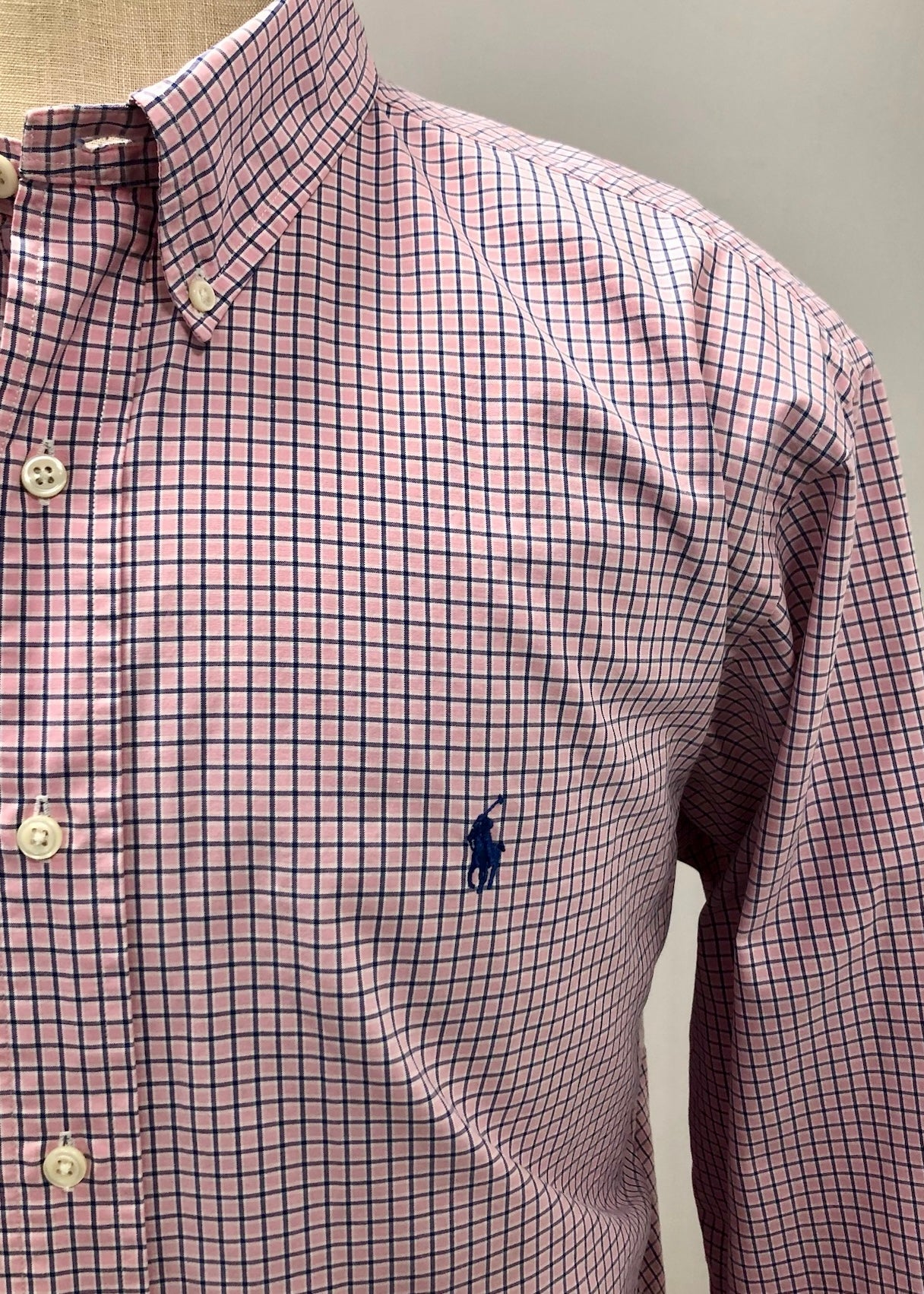 Camisa de botones Polo Ralph Lauren 🏇🏼 de cuadros rosado, azul navy y blanco Talla XXL Entalle Regular