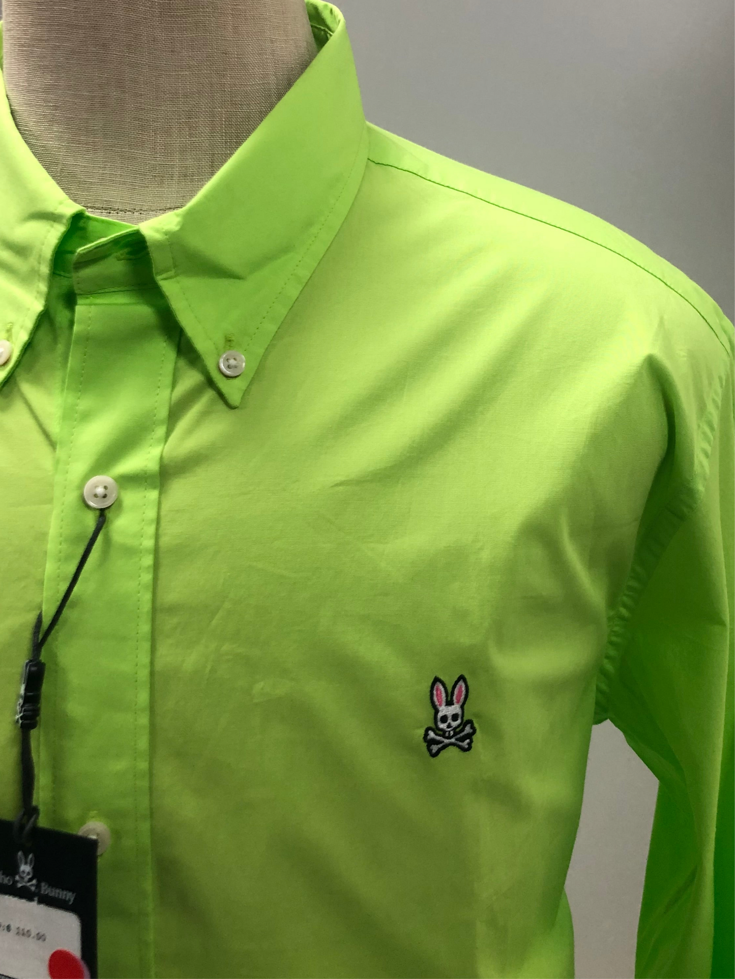 Camisa de botones Psycho Bunny 🐰  Color celeste verde neon con logo tradicional Talla L y XL Entalle Regular