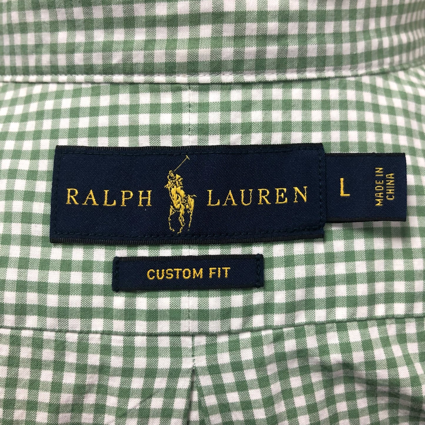 Camisa de botones Polo Ralph Lauren 🏇🏼 de cuadros gingham verde claro y blanco Talla L Entalle Custom Fit