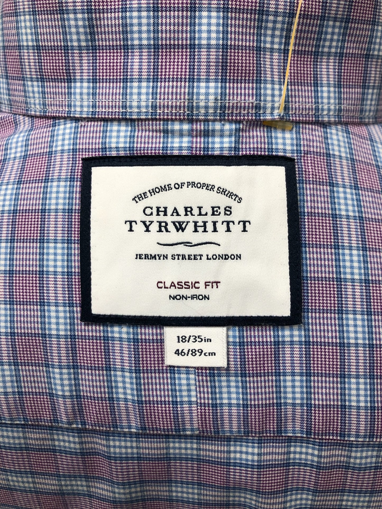 Camisa de botones Charles Tyrwhitt 🇬🇧 de cuadros azul, morado y blanco Talla XXL Entalle Clásico (ver descripción)
