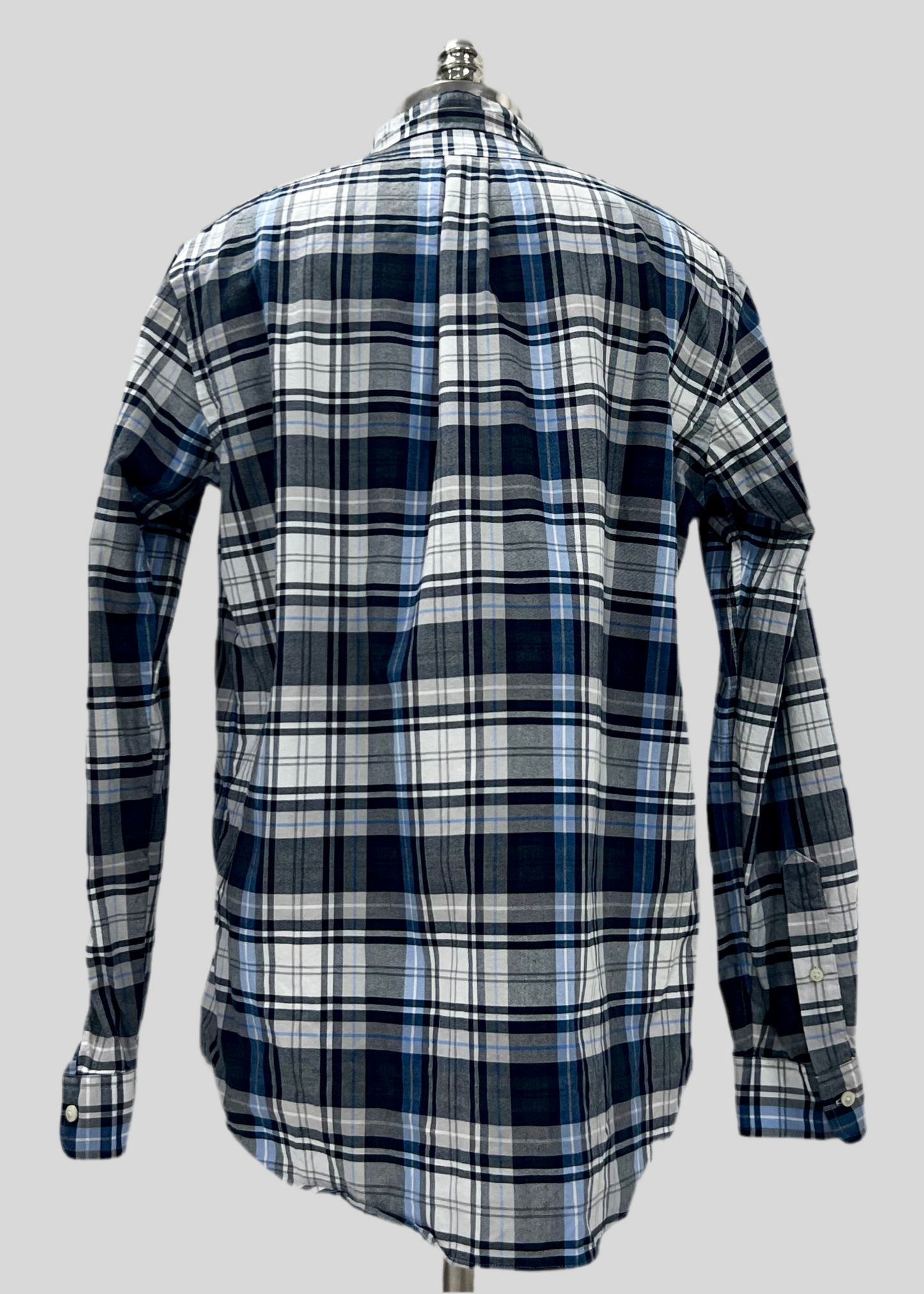 Camisa Polo Ralph Lauren 🏇🏼 Oxford de cuadros tartán en color azul navy, gris y blanco Talla L Entalle Clásico