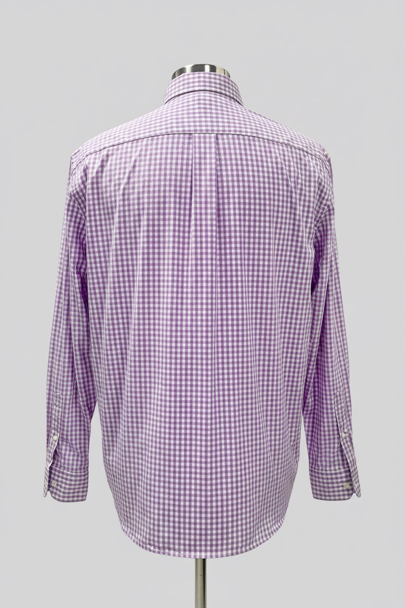 Camisa de botones Vineyard Vines 🐳 con patron cuadros gingham en color lila y blanco Talla L Entalle Clásico