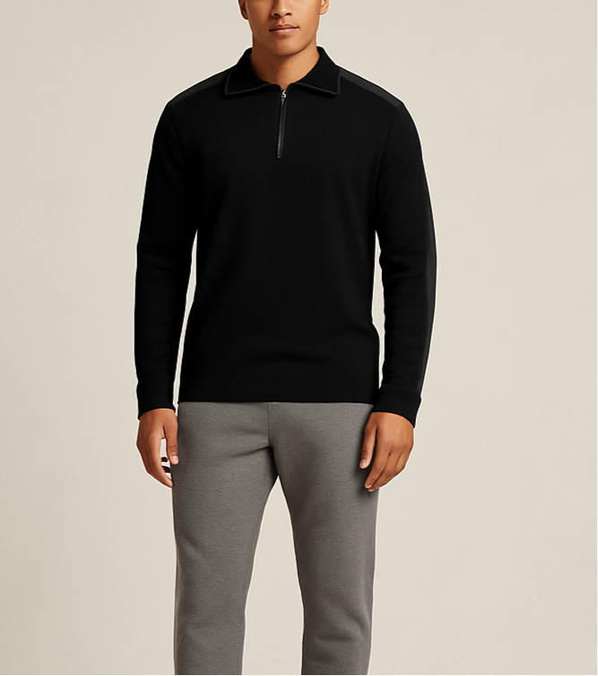 Sueter Jersey Michael Kors color negro con franjas en color gris oscuro Talla XL Tela algodón