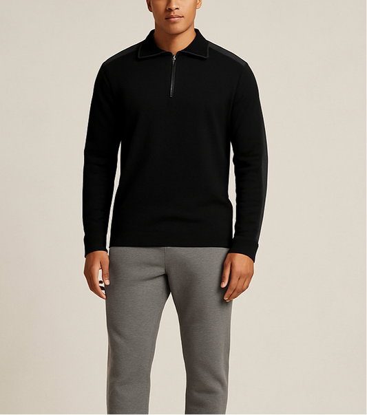 Sueter Jersey Michael Kors color negro con franjas en color gris oscuro Talla XL Tela algodón