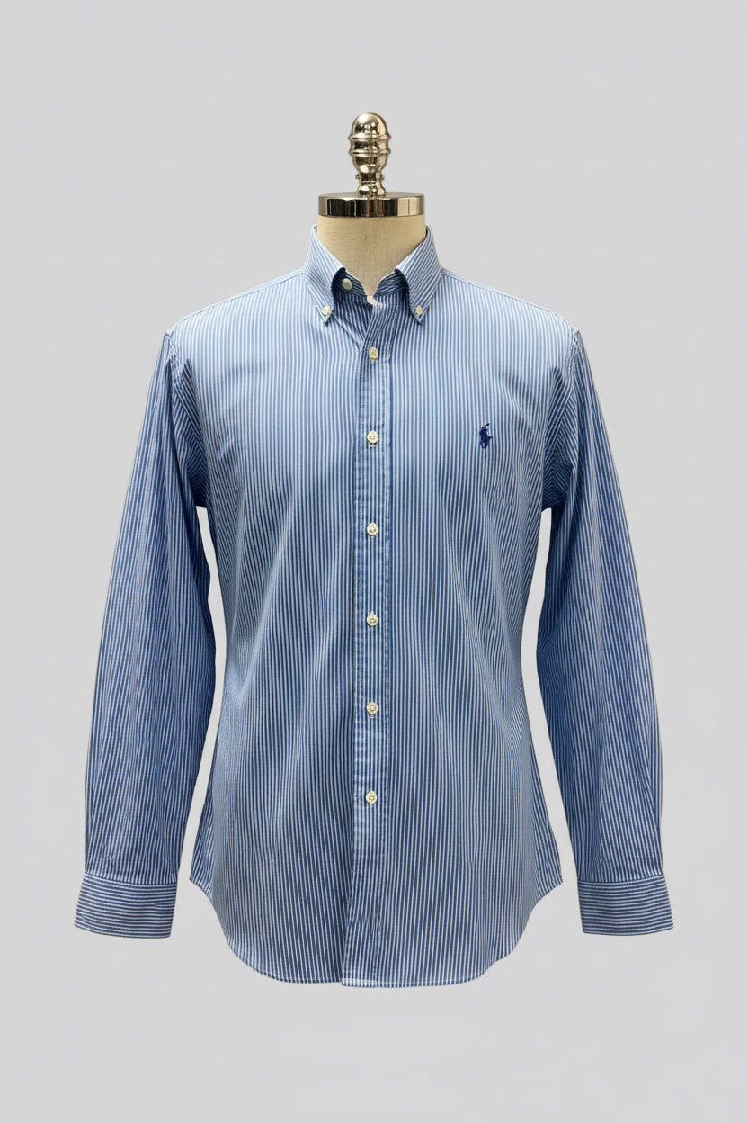 Camisa de botones Polo Ralph Lauren 🏇🏼 de rayas en color celeste y blanco Talla L Entalle Clásico
