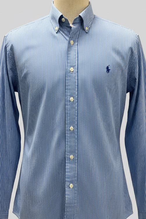 Camisa de botones Polo Ralph Lauren 🏇🏼 de rayas en color celeste y blanco Talla L Entalle Clásico