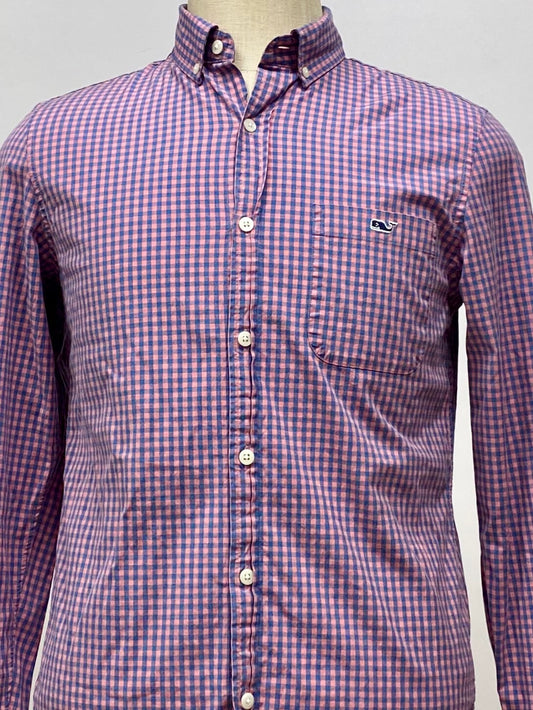 Camisa de botones Vineyard Vines 🐳 de cuadros gingham en color azul y rosado Talla S Entalle Slim Fit