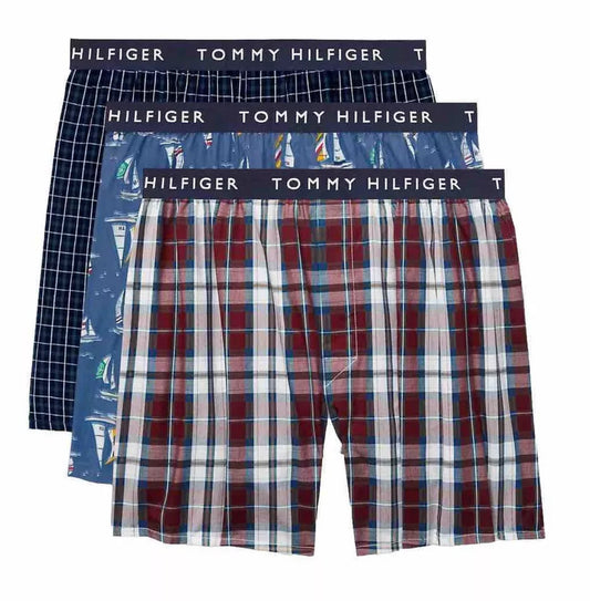 Paquete de 3 Boxer Briefs Tommy Hilfiger 🇺🇸 Clásicos de Tela algodón con patrón de cuadros Talla S