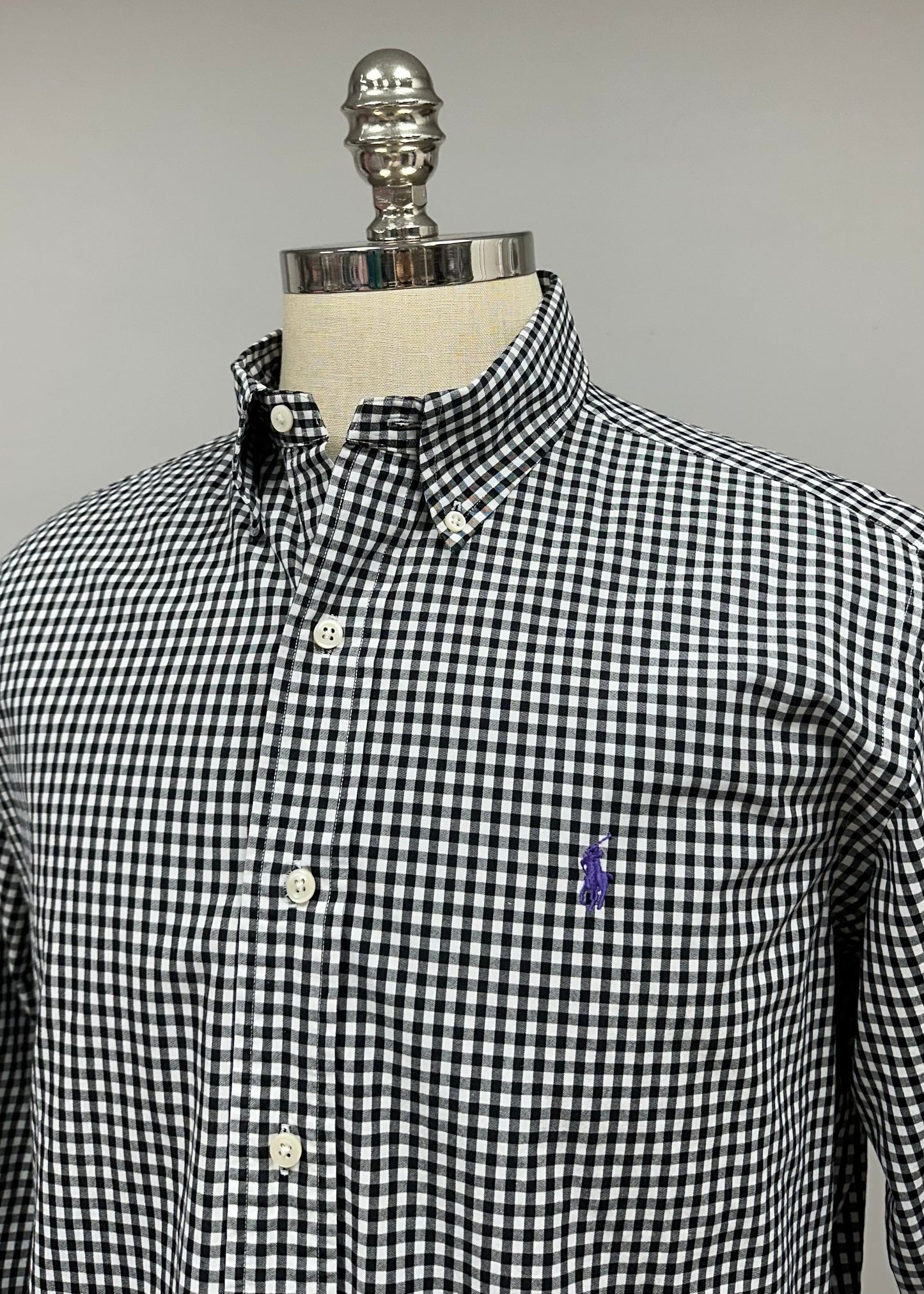 Camisa Polo Ralph Lauren 🏇🏼 con patron de cuadros negro y blanco Talla M Entalle Clásico