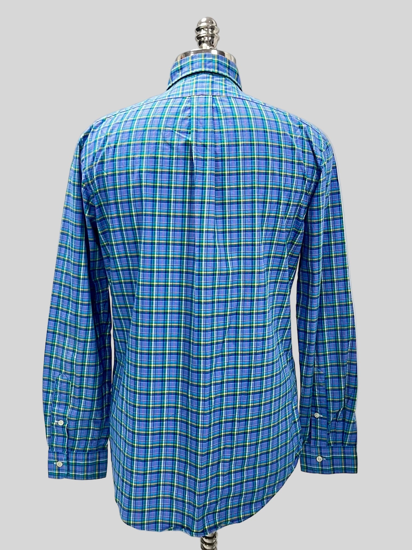 Camisa Polo Ralph Lauren 🏇🏼 color azul de cuadro verde y amarillo Talla M Entalle Custom Fit