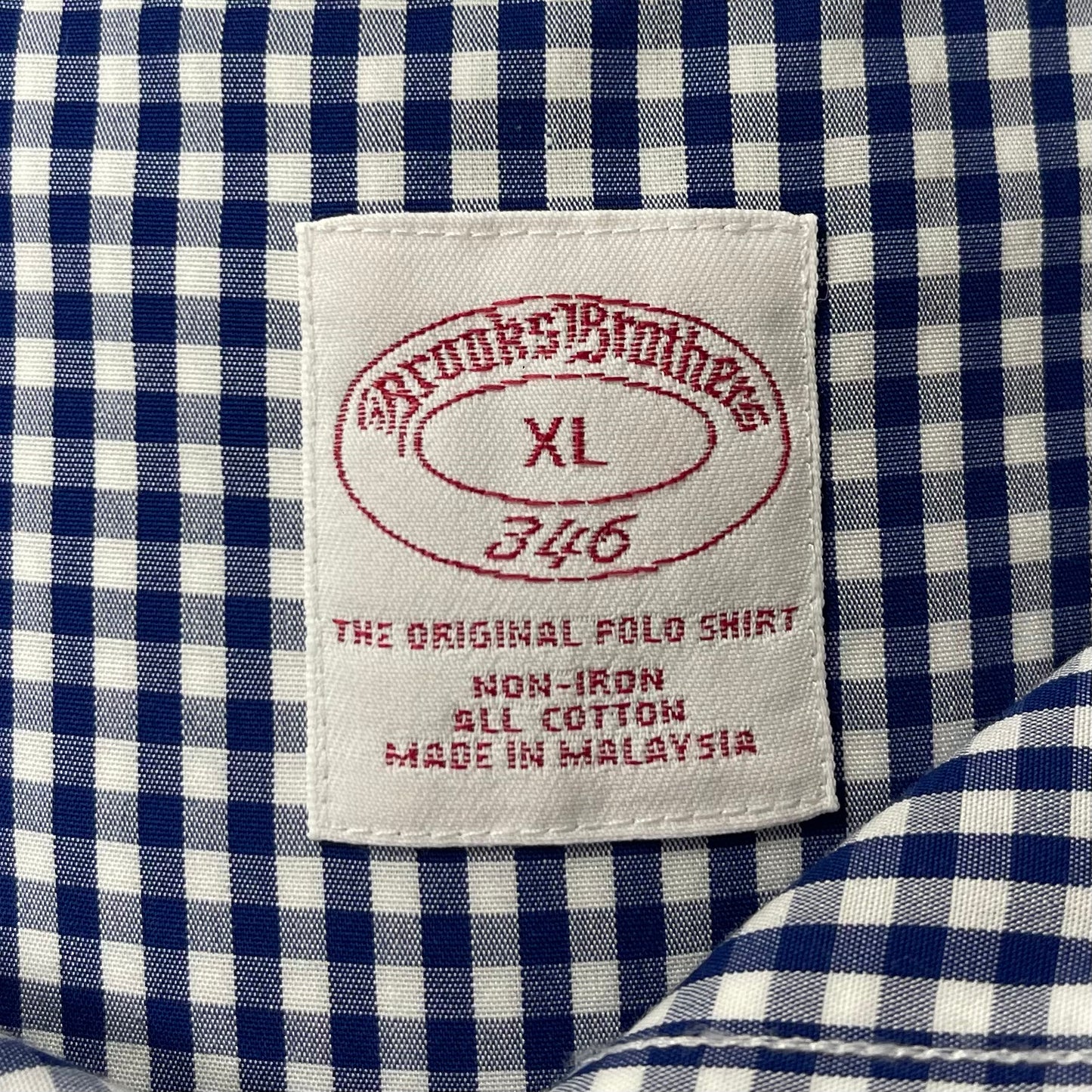 Camisa Brooks Brothers 🐑 con patrón de cuadros gingham en azul oscuro y blanco Talla XXL Entalle Regular