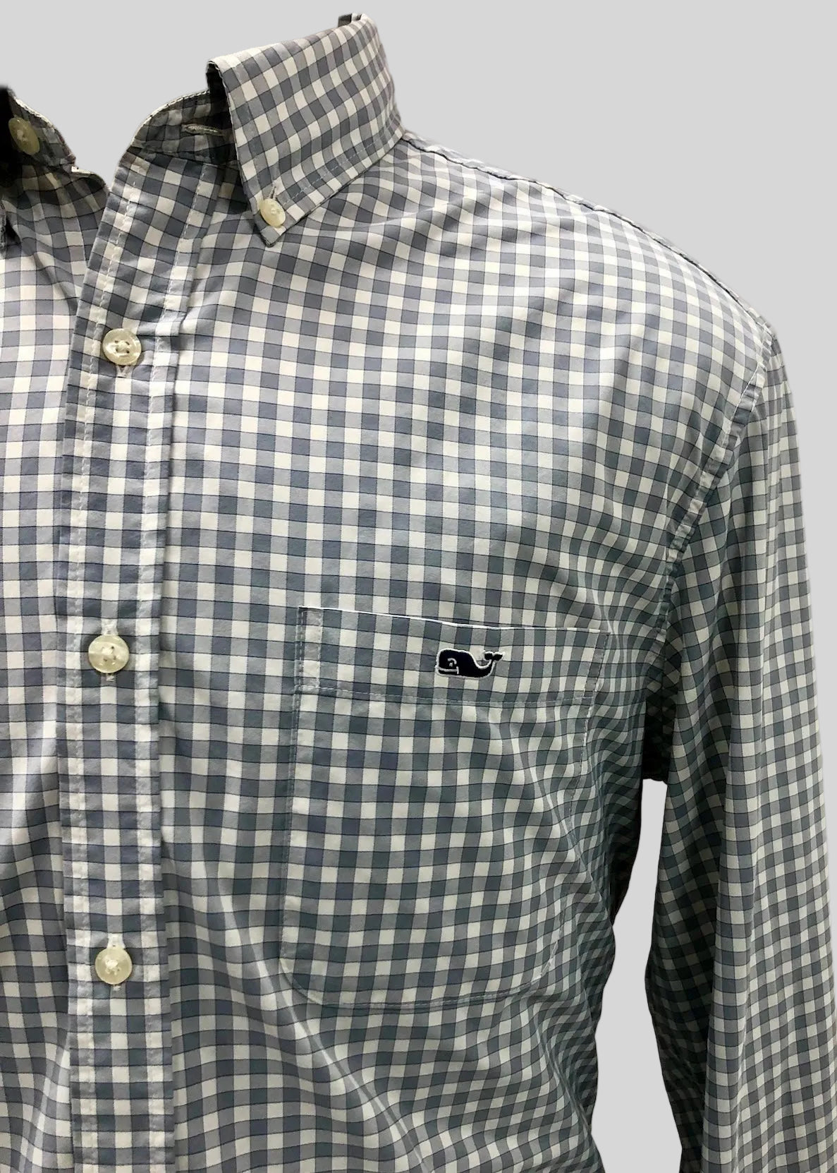 Camisa de botones Vineyard Vines 🐳 Performance de cuadros gingham en color azul navy y blanco Talla L Entalle Regular(ver descripción)