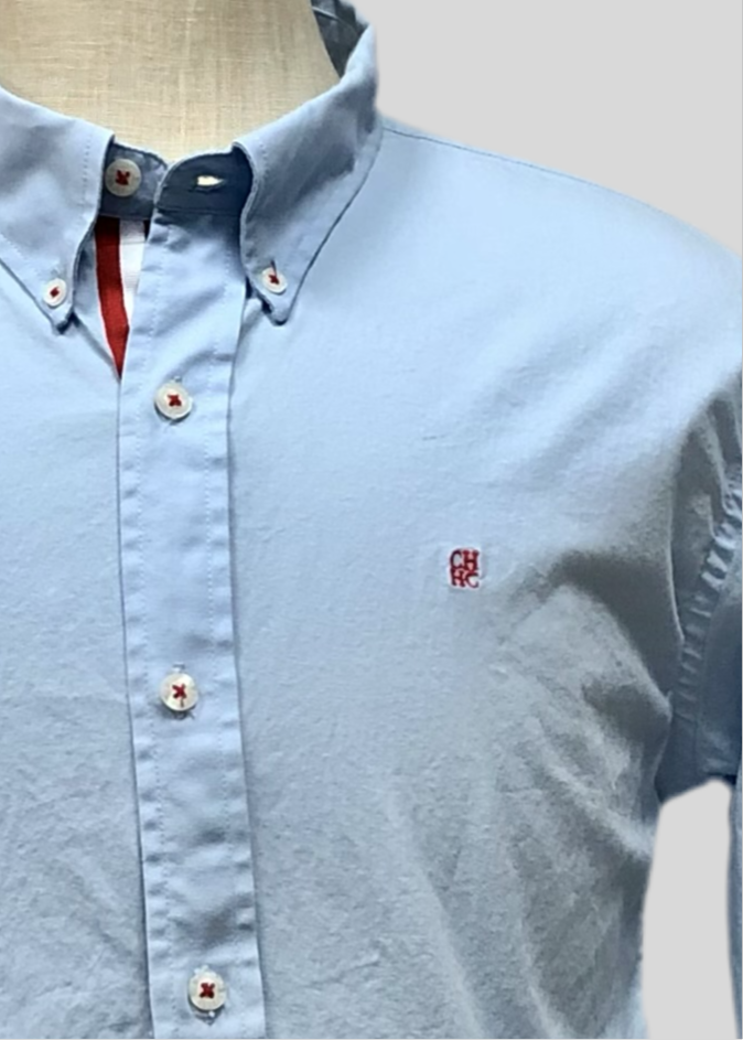 Camisa de botones Carolina Herrera color celeste Talla M Entalle Regular (ver descripción)