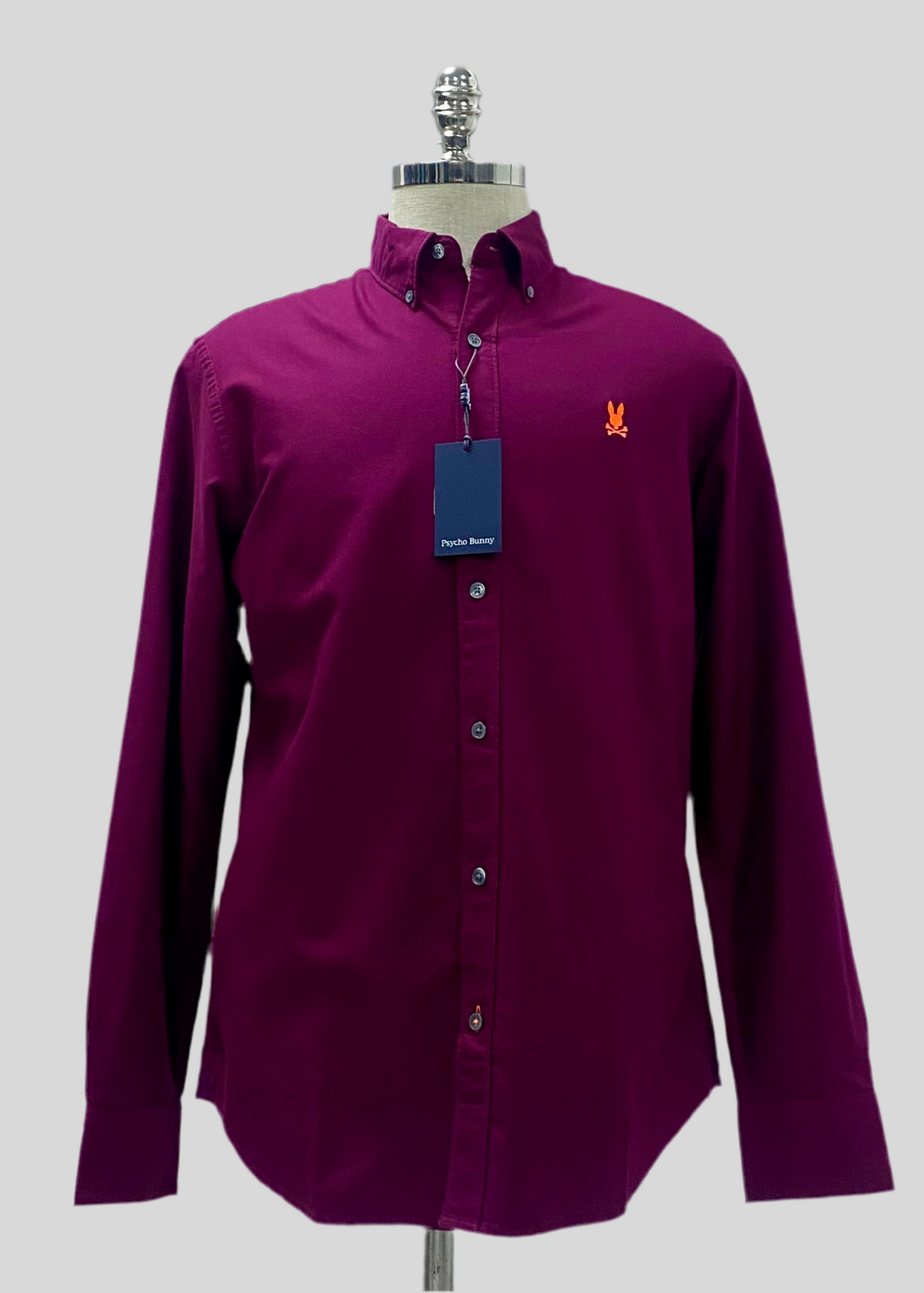 Camisa de botones Psycho Bunny 🐰  Oxford Color rojo oscuro con logo tradicional Talla M Entalle Regular