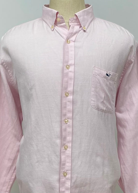 Camisa de cuadros Vineyard Vines 🐳 de lino en color rosado claro Talla XXL Entalle Slim Fit