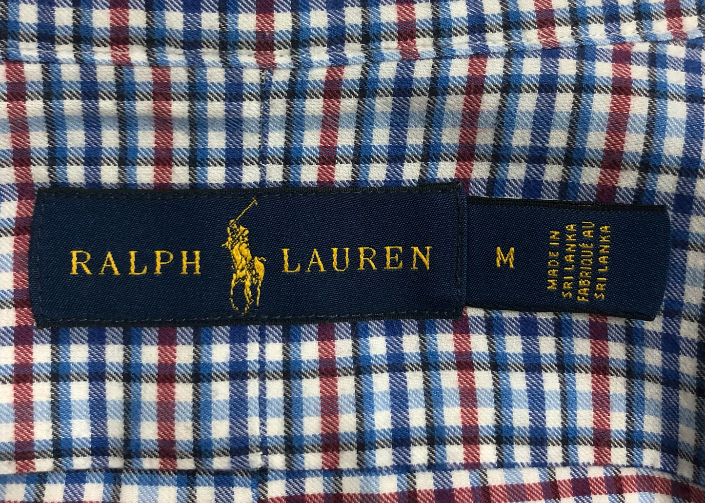 Camisa Polo Ralph Lauren 🏇🏼 color blanco de cuadros en celeste. azul y rojo Talla M Entalle Regular