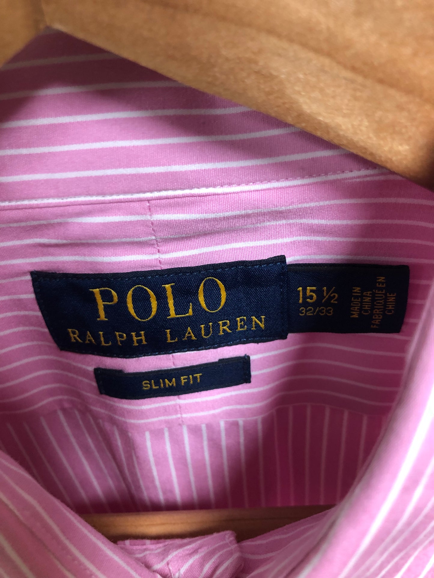 Camisa Polo Ralph Lauren 🏇🏼 color rosado con patron de rayas en color blanco Talla M Entalle Slim Fit