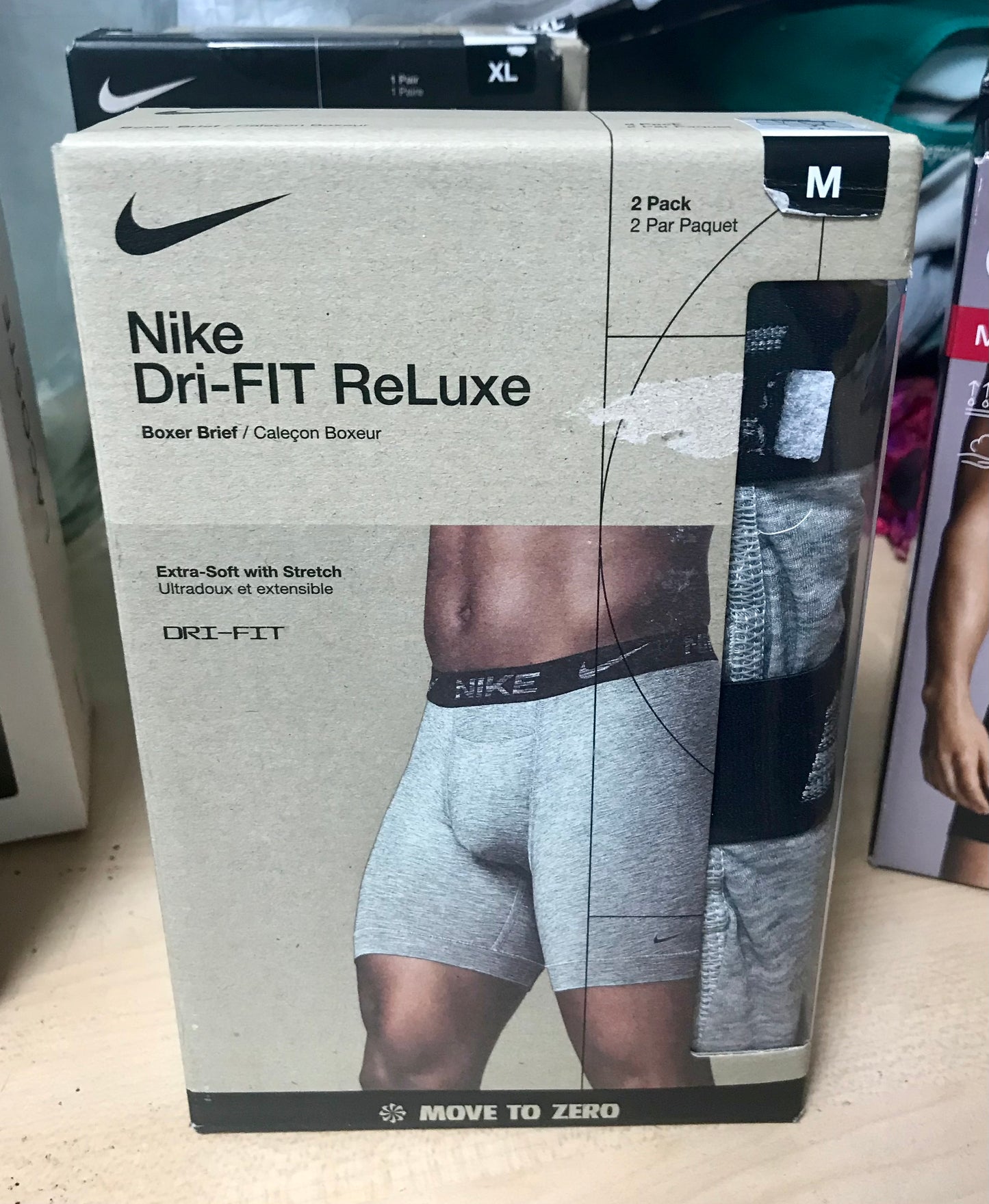 Paquete de 2 Calzoncillos tipo Boxer Nike Dri-Fit Ultra Stretch Micro - Tela dry-fit en color gris Talla M