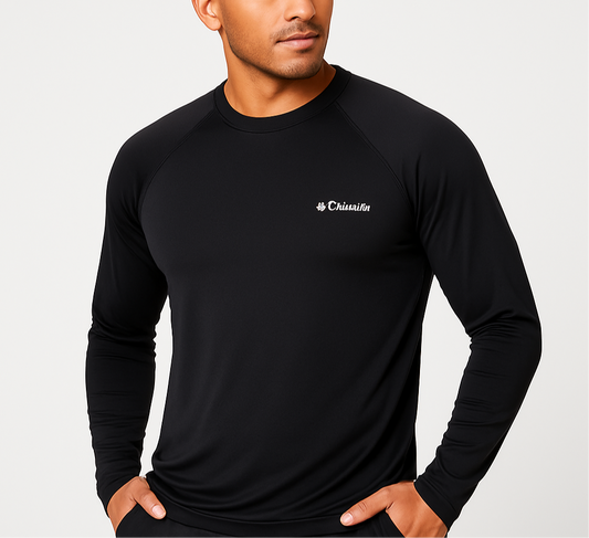 Camiseta cuello redondo Columbia 🔷 color negro manga larga Talla L