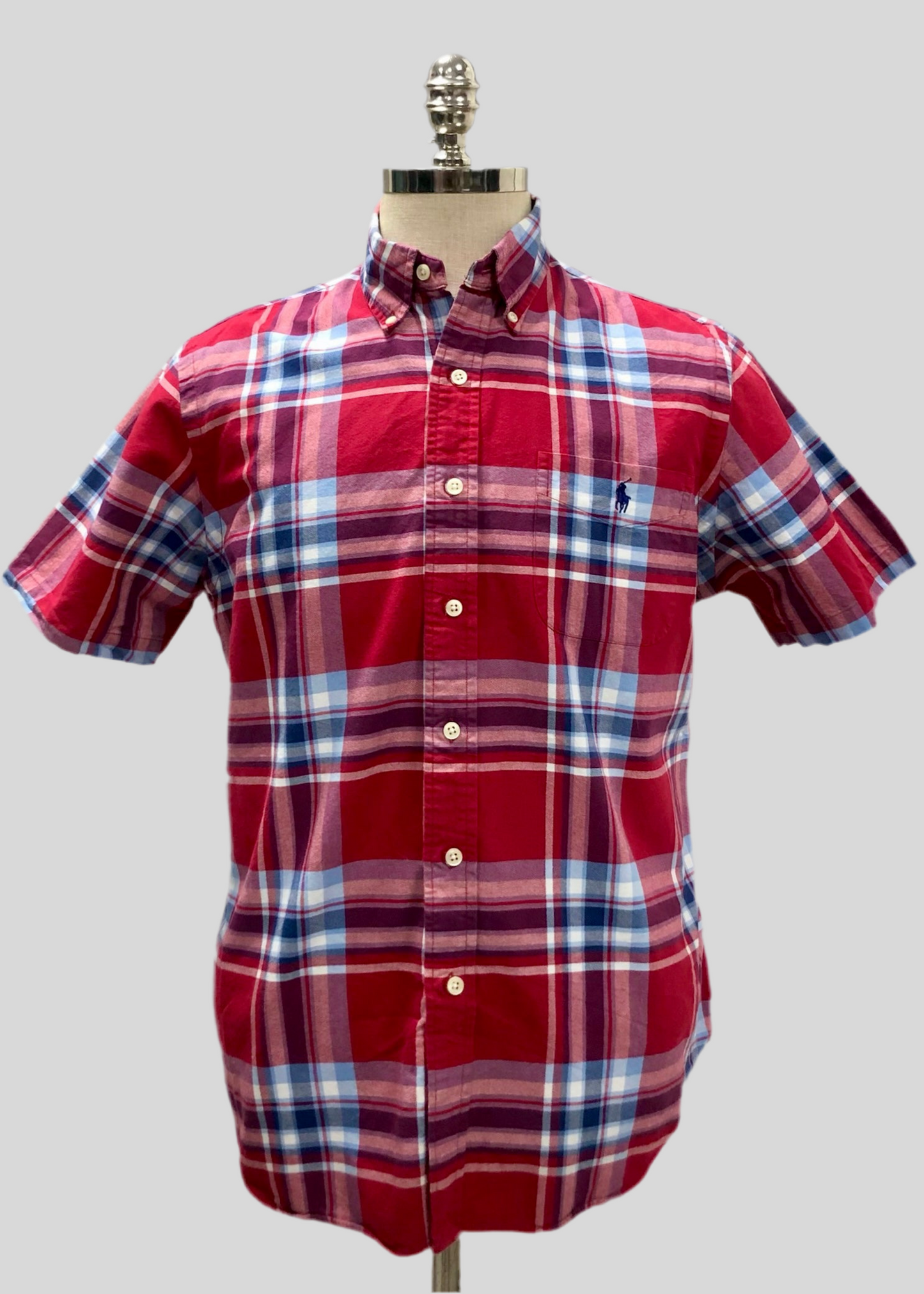 Camisa Polo Ralph Lauren 🏇🏼 Oxford con patron de cuadros en color rojo, azul y blanco Talla L Entalle Regular