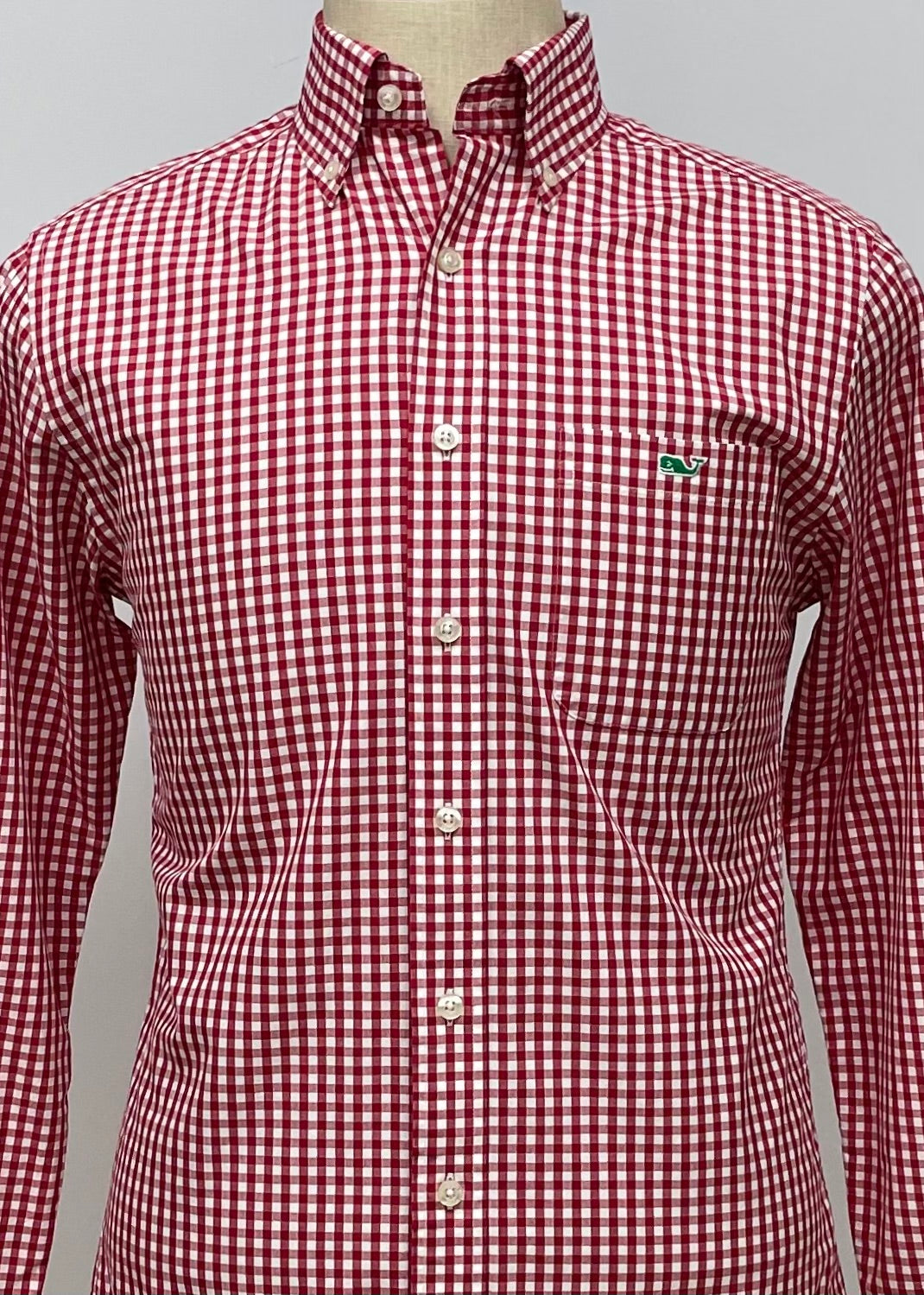 Camisa Vineyard Vines 🐳 con patron de cuadros gingham en color rojo y blanco Talla S Entalle Slim Fit