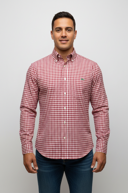 Camisa Vineyard Vines 🐳 de cuadros gingham en color rojo y blanco Talla M Entalle Slim Fit