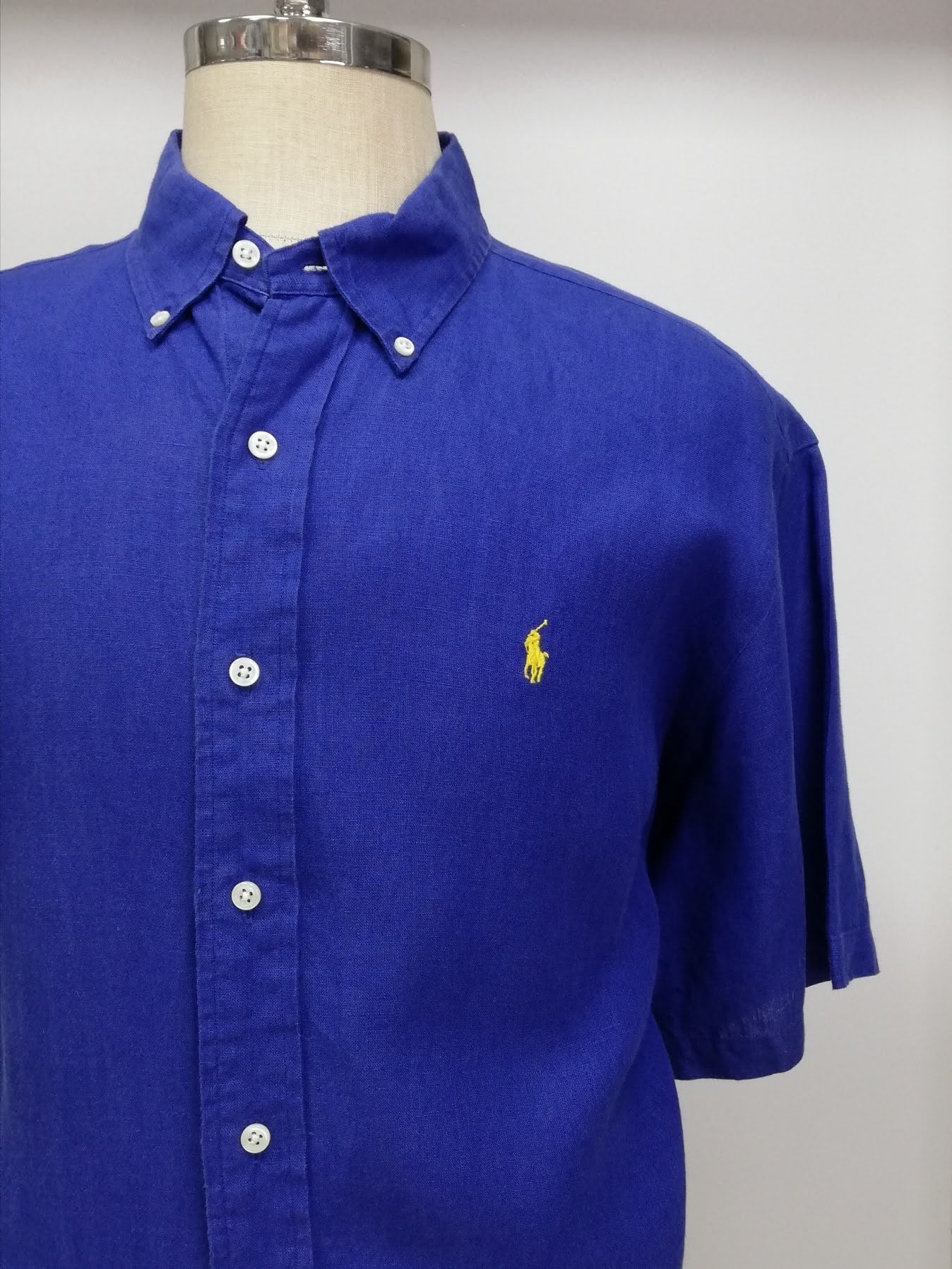 Camisa Polo Ralph Lauren 🏇🏼 de Lino en color azul intenso Talla XXL Entalle Clásico
