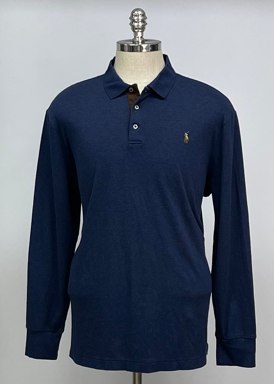 Camiseta Polo Ralph Lauren 🏇🏼color azul navy Manga larga Talla XL Entalle Clásico